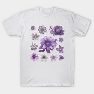 grey and purple flowers T-Shirt